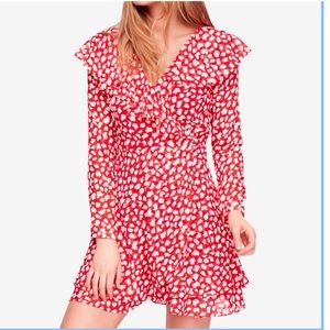 Free People Ruffle Mini Wrap Dress, Size M